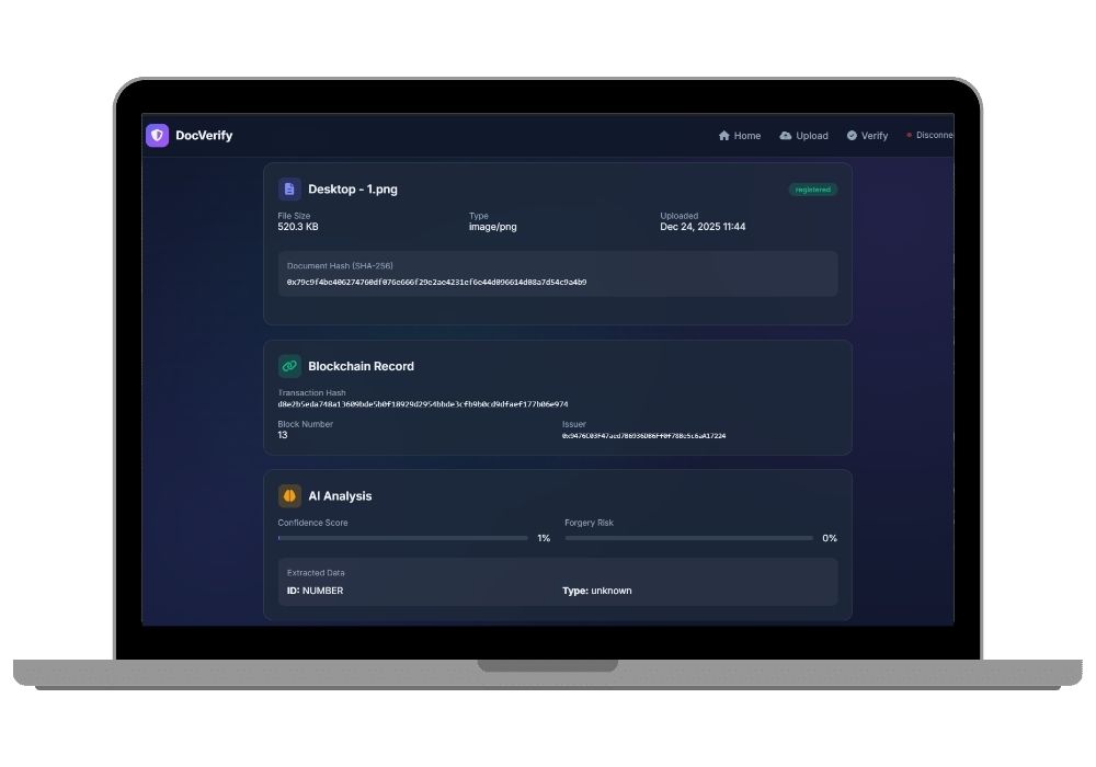 AI-Powered Blockchain Document Verification System with Ethereum Smart Contracts