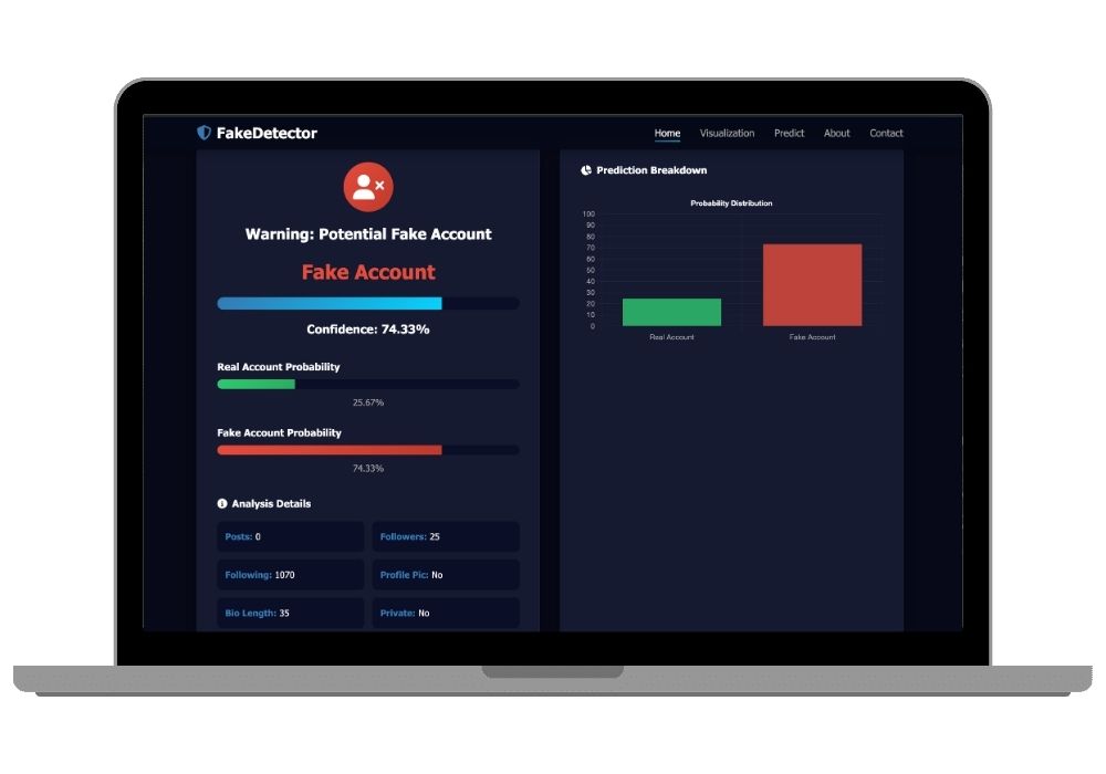 AI-Powered Instagram Fake Account Detector with XGBoost ML Algorithm - Final Year Python Project