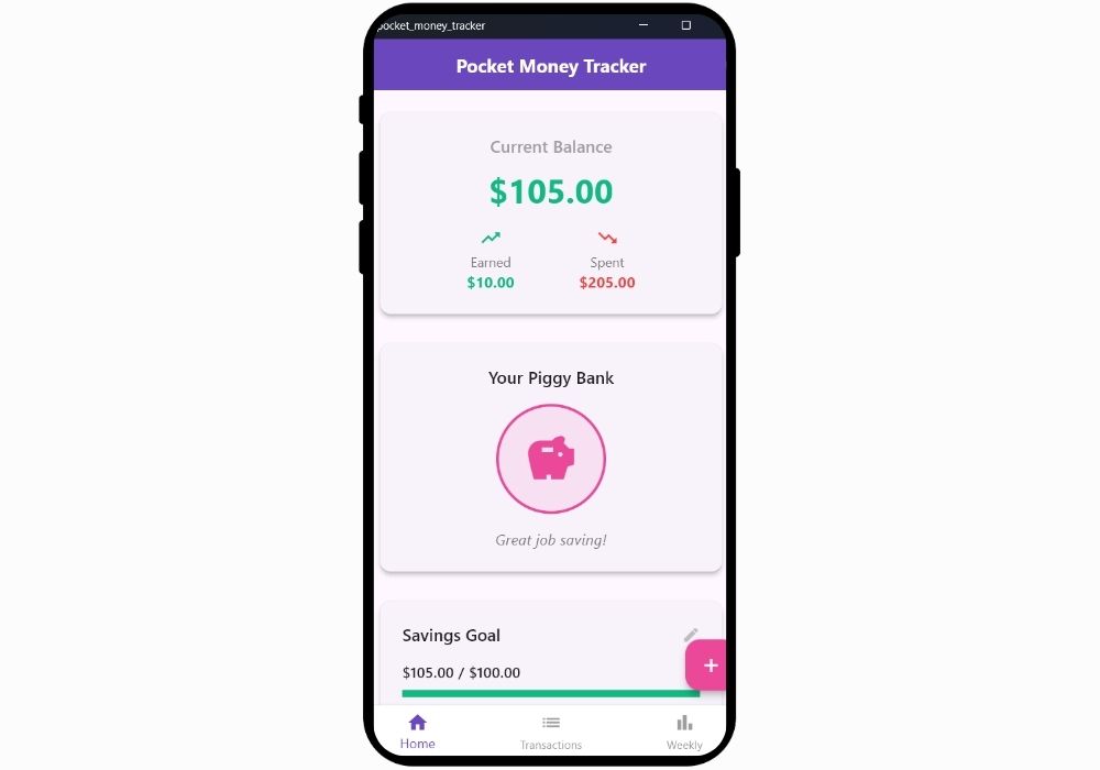 Advanced Flutter Pocket Money Tracker - Complete Personal Finance Management App with Analytics & Goal Setting