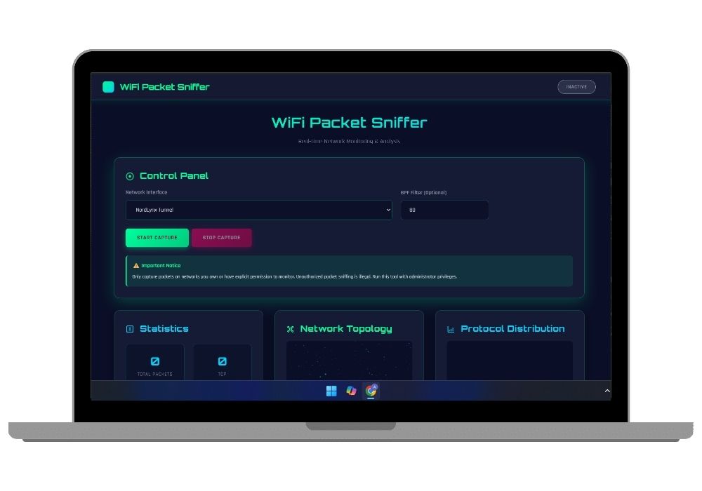 Advanced WiFi Packet Sniffer with Real-Time 3D Network Visualization - Django & Scapy Based Final Year Project
