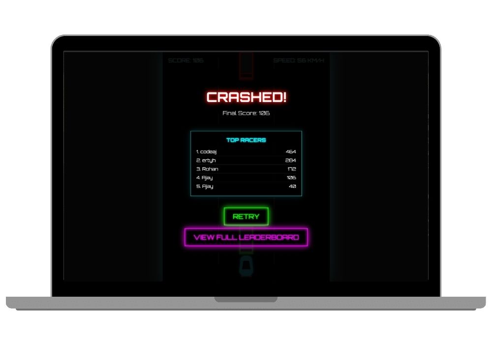 Neon Racer - HTML5 Canvas Racing Game | Final Year Project with Source Code